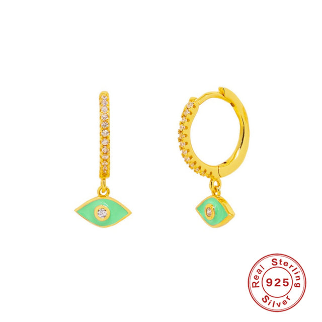 ROXI Colorful Enamel Stud Earrings for Women Neon Round Circle Jewelry Earrings 925 Sterling Silver Huggie Earrings Piercing