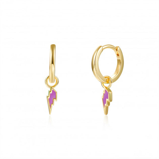 ROXI Colorful Enamel Stud Earrings for Women Neon Round Circle Jewelry Earrings 925 Sterling Silver Huggie Earrings Piercing