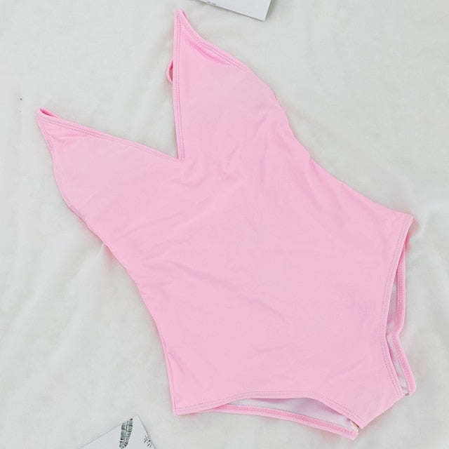 SAY MORNING Sexy Deep V Neck One Piece Swimsuit Removable Chest Pad Biquini Solid Backless Beachwear Swimwear Bathing Swimming