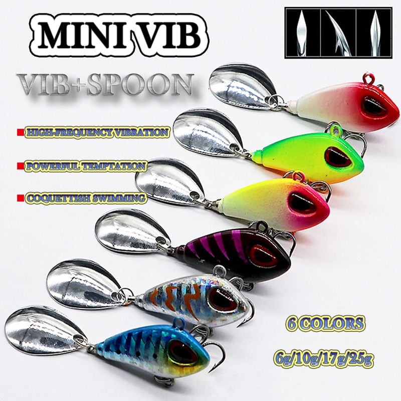 X-Fin 6g/9g/16g/21g New Metal Mini VIB Spoon Spin Sequin Lure Tackle Pin Hard Bait Crankbait Vibration Spinner Sinking Fishing