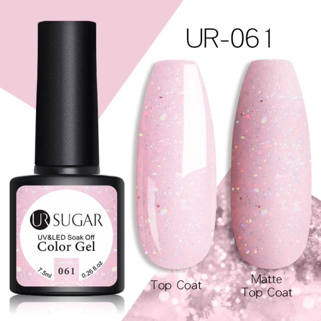 UR SUGAR 7.5ml Reflective Glitter Gel Shiny Rose Red Silver UV Gel Nail Polish Soak Off Colorful Gel Nail Art Decoration