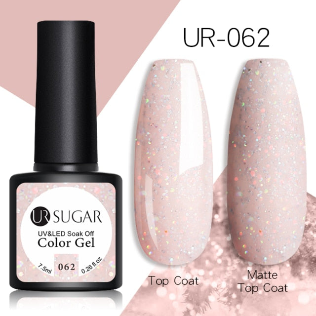 UR SUGAR 7.5ml Reflective Glitter Gel Shiny Rose Red Silver UV Gel Nail Polish Soak Off Colorful Gel Nail Art Decoration