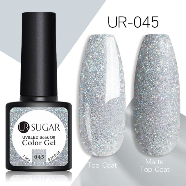 UR SUGAR 7.5ml Reflective Glitter Gel Shiny Rose Red Silver UV Gel Nail Polish Soak Off Colorful Gel Nail Art Decoration