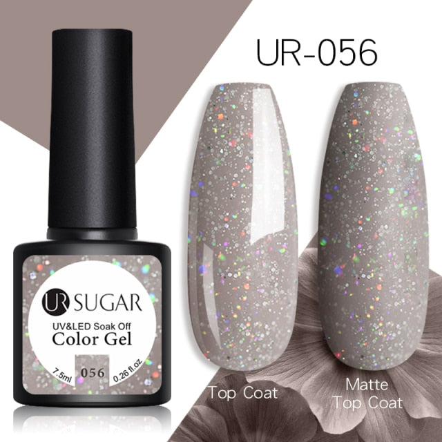 UR SUGAR 7.5ml Reflective Glitter Gel Shiny Rose Red Silver UV Gel Nail Polish Soak Off Colorful Gel Nail Art Decoration
