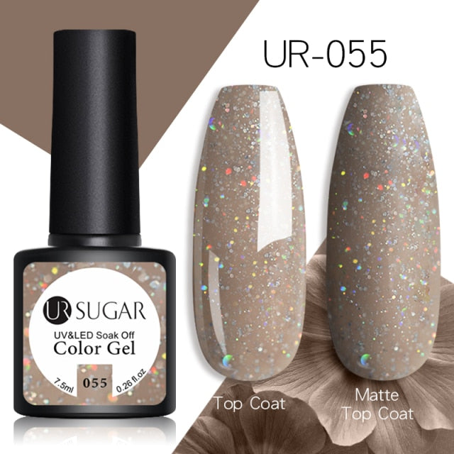 UR SUGAR 7.5ml Reflective Glitter Gel Shiny Rose Red Silver UV Gel Nail Polish Soak Off Colorful Gel Nail Art Decoration