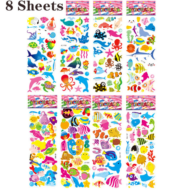 40 Sheets/lot Cartoon Stickers 3D Cartoons Characters Princess Random Puffy Sticker Gifts For Girls Boys Festival Party Stickers