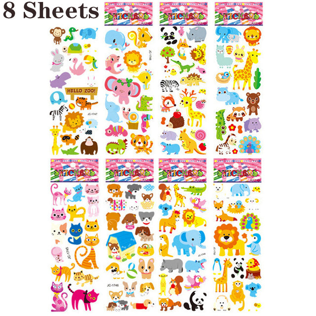 40 Sheets/lot Cartoon Stickers 3D Cartoons Characters Princess Random Puffy Sticker Gifts For Girls Boys Festival Party Stickers