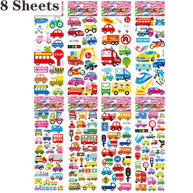 40 Sheets/lot Cartoon Stickers 3D Cartoons Characters Princess Random Puffy Sticker Gifts For Girls Boys Festival Party Stickers