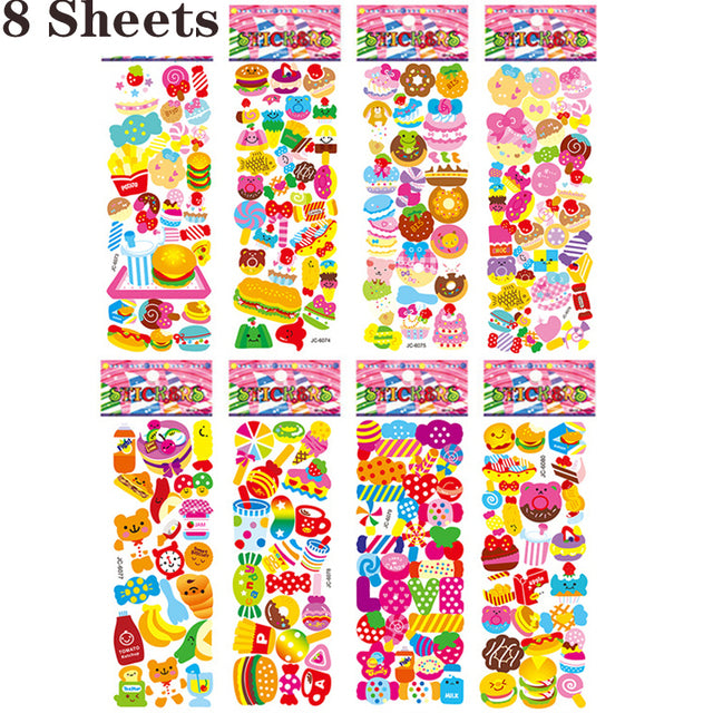 40 Sheets/lot Cartoon Stickers 3D Cartoons Characters Princess Random Puffy Sticker Gifts For Girls Boys Festival Party Stickers