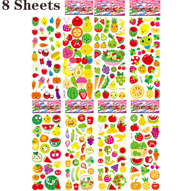40 Sheets/lot Cartoon Stickers 3D Cartoons Characters Princess Random Puffy Sticker Gifts For Girls Boys Festival Party Stickers
