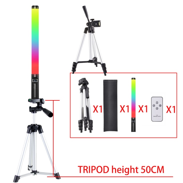 RGB Light Stick Wand With Tripod Stand Party Colorful LED Lamp Fill Light Handheld Flash Speedlight Photography Lighting Video
