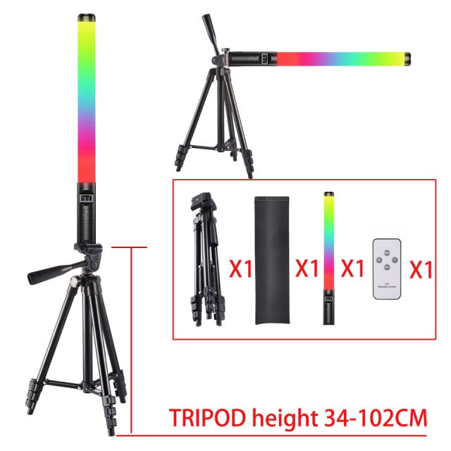 RGB Light Stick Wand With Tripod Stand Party Colorful LED Lamp Fill Light Handheld Flash Speedlight Photography Lighting Video