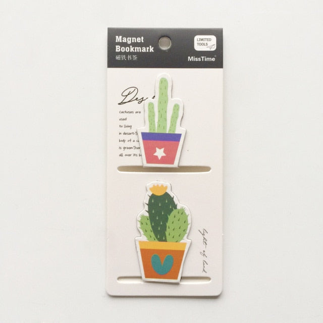 1 Set Fresh Cactus Sakura Unicorn Magnetic Bookmarks Books Marker of Page Student Stationery School Office Supply