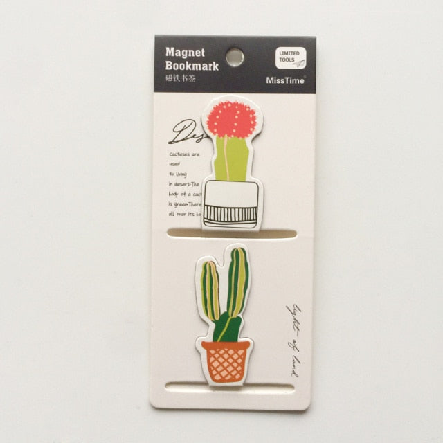 1 Set Fresh Cactus Sakura Unicorn Magnetic Bookmarks Books Marker of Page Student Stationery School Office Supply