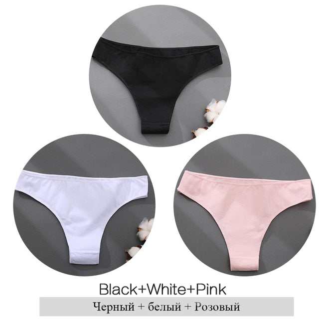 3Pcs Cotton Panties Women Low-Rise Underwear M-2XL Ladies Comfortable Briefs Plus Size Underpants Soft Female Lingerie 7 Colors