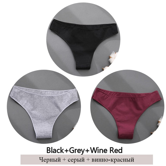 3Pcs Cotton Panties Women Low-Rise Underwear M-2XL Ladies Comfortable Briefs Plus Size Underpants Soft Female Lingerie 7 Colors