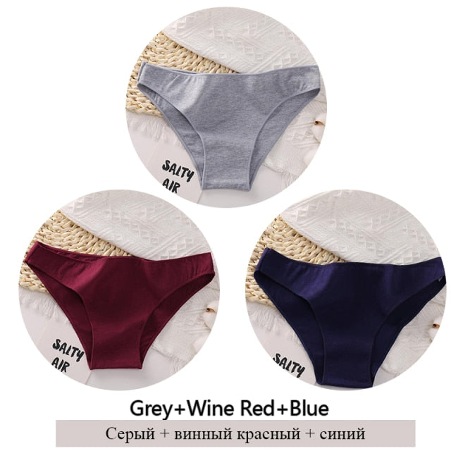3Pcs Cotton Panties Women Low-Rise Underwear M-2XL Ladies Comfortable Briefs Plus Size Underpants Soft Female Lingerie 7 Colors