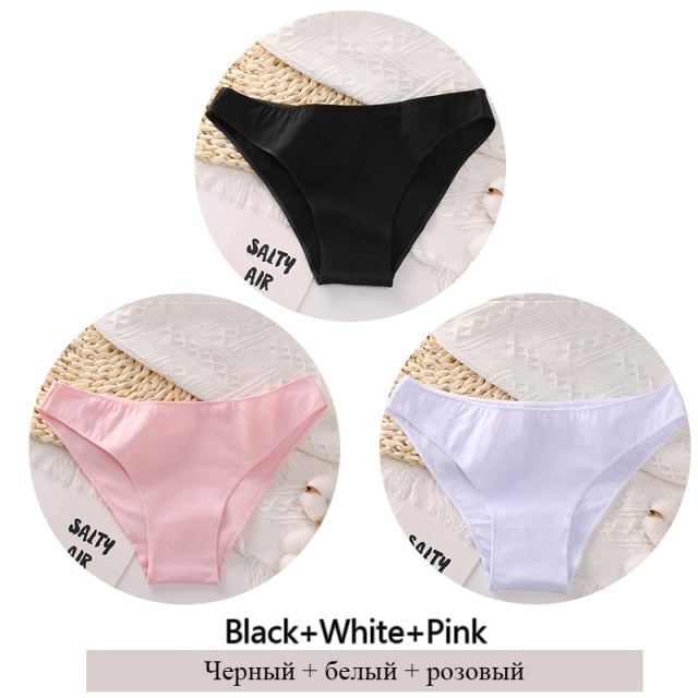 3Pcs Cotton Panties Women Low-Rise Underwear M-2XL Ladies Comfortable Briefs Plus Size Underpants Soft Female Lingerie 7 Colors