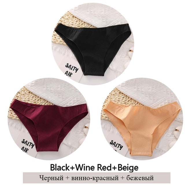 3Pcs Cotton Panties Women Low-Rise Underwear M-2XL Ladies Comfortable Briefs Plus Size Underpants Soft Female Lingerie 7 Colors