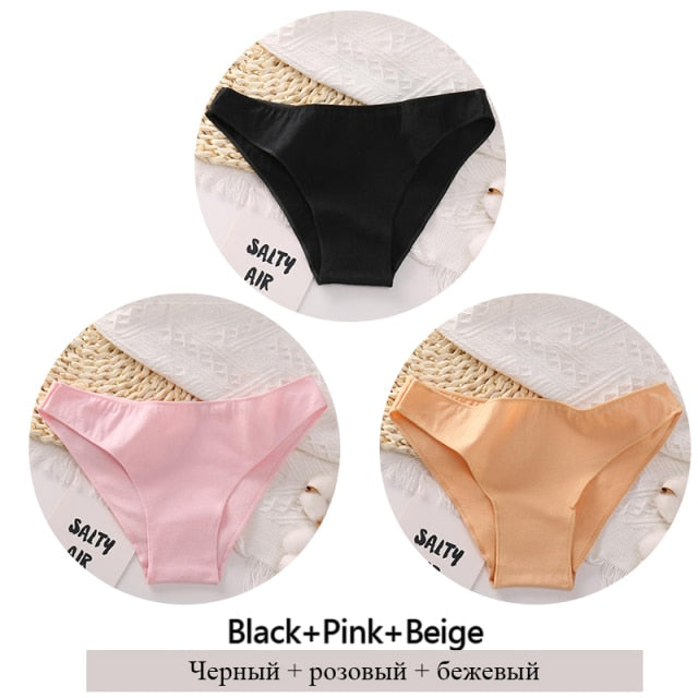 3Pcs Cotton Panties Women Low-Rise Underwear M-2XL Ladies Comfortable Briefs Plus Size Underpants Soft Female Lingerie 7 Colors