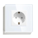 BSEED Mvava EU Standard 16A Wall Socket White Black Single Mirror Crystal Glass Panel Plug Electrical Outlet For Home Improvemet