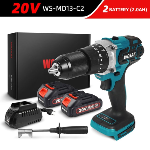 WOSAI 20V Brushless Electric Drill 20 Torque 115NM Cordless Screwdriver Li-ion Battery Electric Power Screwdriver Drill