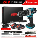 WOSAI 20V Brushless Electric Drill 20 Torque 115NM Cordless Screwdriver Li-ion Battery Electric Power Screwdriver Drill