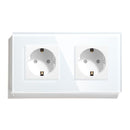 BSEED Mvava Double Socket European Standard 16A Wall Plugs White Black Crystal Glass Panel Electrical Home Improvement 157mm