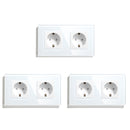 BSEED Mvava Double Socket European Standard 16A Wall Plugs White Black Crystal Glass Panel Electrical Home Improvement 157mm