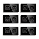 BSEED Mvava Double Socket European Standard 16A Wall Plugs White Black Crystal Glass Panel Electrical Home Improvement 157mm