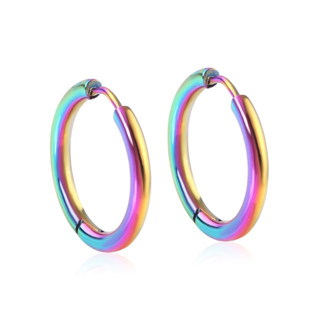 LUXUSTEEL Trendy Small Hoop Earrings Women Girl Coloful Round Circle Earring 2021 Anti-allergy Brinco Accessories Party Daily