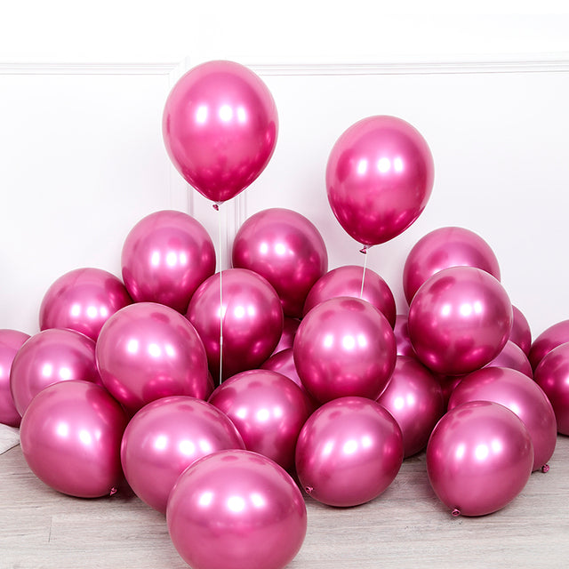 20pcs 12inch New Glossy Baby Pink Metal Pearl Latex Balloon Rose Gold Thick Chrome Metallic Globos Wedding Birthday Party Decor