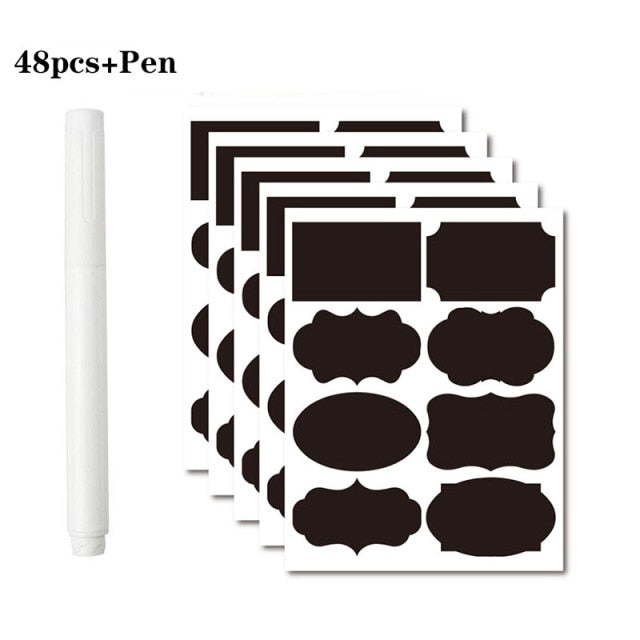 36-54pcs/Set Erasable Blackboard Sticker Craft Kitchen Jars Organizer Labels Chalkboard Chalk Board Sticker Black Board 5x3.5cm