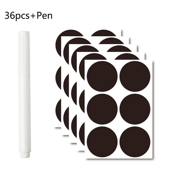 36-54pcs/Set Erasable Blackboard Sticker Craft Kitchen Jars Organizer Labels Chalkboard Chalk Board Sticker Black Board 5x3.5cm