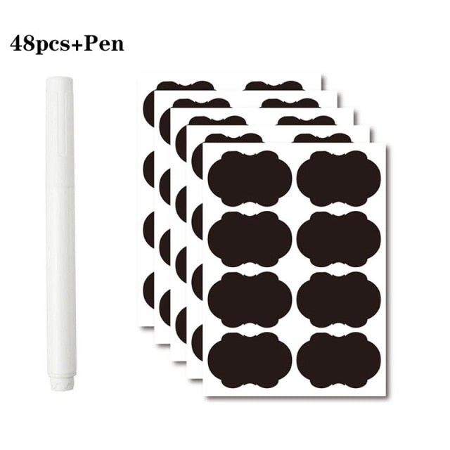 36-54pcs/Set Erasable Blackboard Sticker Craft Kitchen Jars Organizer Labels Chalkboard Chalk Board Sticker Black Board 5x3.5cm
