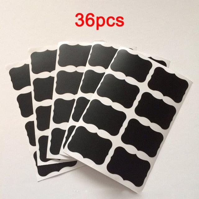 36-54pcs/Set Erasable Blackboard Sticker Craft Kitchen Jars Organizer Labels Chalkboard Chalk Board Sticker Black Board 5x3.5cm