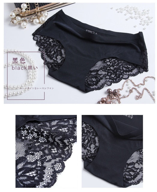 3Pcs/set Women's Sexy lingerie Lace Underwear Seamless sensual Panties Briefs Female Ice Silk intimates Underpants Cotton briefs