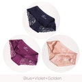 3Pcs/set Women's Sexy lingerie Lace Underwear Seamless sensual Panties Briefs Female Ice Silk intimates Underpants Cotton briefs