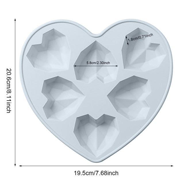 1 PCS Silicone Cake Mold 3D Love Heart Shape Baking Tools Non-Stick Chocolate Mold Jelly Candy Mould DIY Decorating Tools