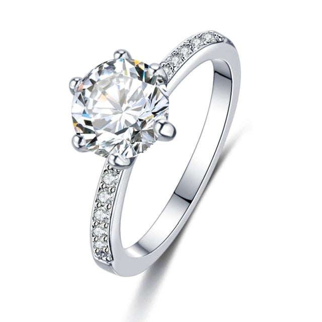 Fashion Crystal Engagement Ring for Women AAA White Cubic Zirconia Silver Color Double Ring 2021 Wedding Trend Femaliee Jewerly