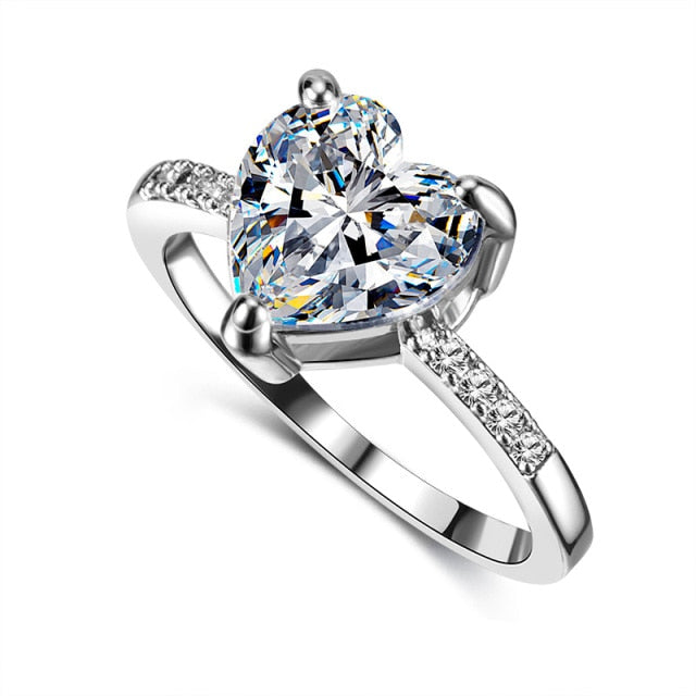 Fashion Crystal Engagement Ring for Women AAA White Cubic Zirconia Silver Color Double Ring 2021 Wedding Trend Femaliee Jewerly