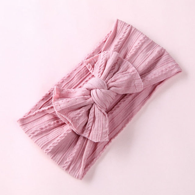 1pcs Cable Knit Nylon Bow Headwrap, One size fits all nylon headbands, wide nylon headbands, baby headbands, Knot bow headwear