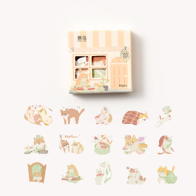 45Pcs/box Cute House Stickers Creative Special-shaped Cartoon Stickers Scrapbooking Dairy Stickers Decoration Diy Stationery