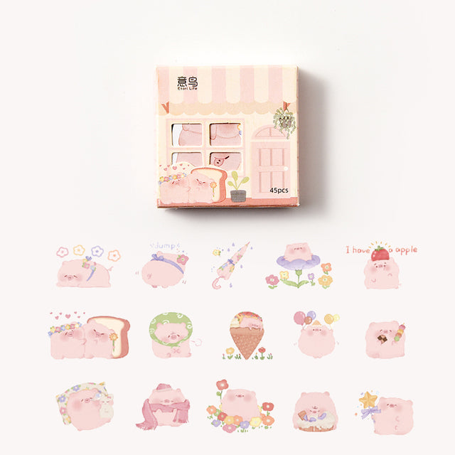 45Pcs/box Cute House Stickers Creative Special-shaped Cartoon Stickers Scrapbooking Dairy Stickers Decoration Diy Stationery