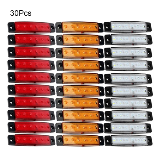 CARCTR 10Pcs/30Pcs Truck Trailer Side Marker Indicators light Car Signal Brake Rear Warning Tail Light LED 12V 24V Warning Lamp