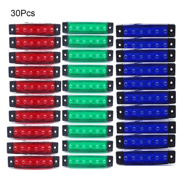 CARCTR 10Pcs/30Pcs Truck Trailer Side Marker Indicators light Car Signal Brake Rear Warning Tail Light LED 12V 24V Warning Lamp