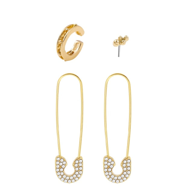 2020 New Fashion Pearl Ear Cuff Bohemia Stackable C Shaped CZ Rhinestone Small Earcuffs Clip Earrings for Women Wedding Jewelry