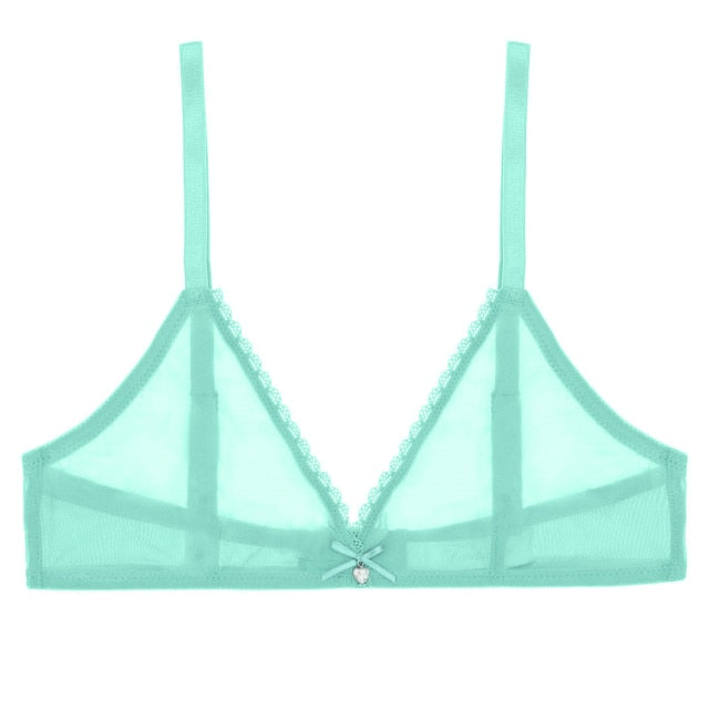 Women sexy underwear mesh See Through lingerie plus size Bra Black white Beige mint green lemon yellow women underwear CYHWR