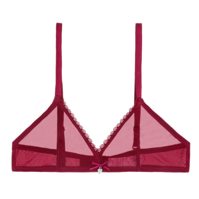 Women sexy underwear mesh See Through lingerie plus size Bra Black white Beige mint green lemon yellow women underwear CYHWR