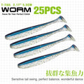 TSURINOYA NEW Fishing Lures T Tail Wrom 55mm 65mm 75mm 88mm Add Odor Attractant  Bass Artificial Soft Bait
